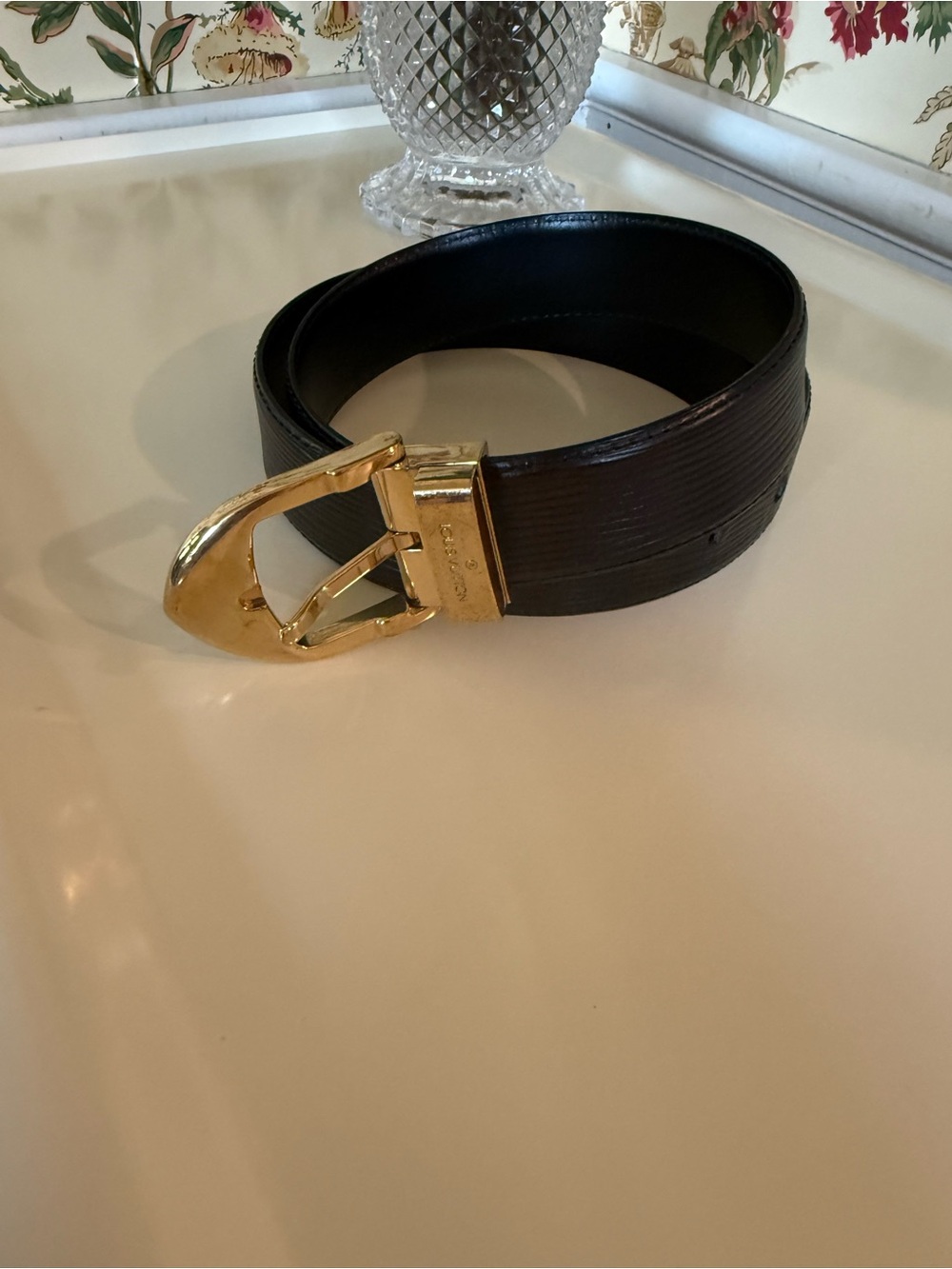 Louis Vuitton Black Epi Leather Belt – Gold Buckle - Size 110/44